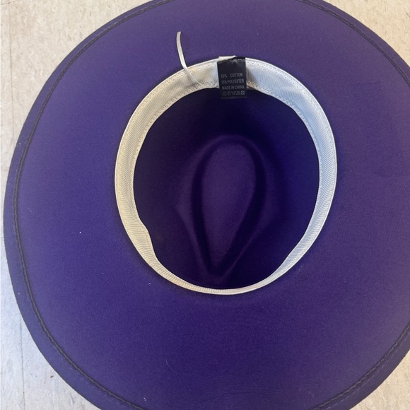 Purple Wide-Brimmed Fedora Hat - Picture 5 of 5
